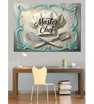 Master Chef Mutfak Yazılı Tabela Dekoratif Kanvas - Mdf Ahşap Tablo