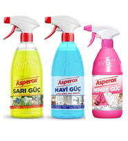 ASPEROX Sarı Güç Mavi Güç Sprey 2 x 1 L Pembe Güç Leke Çıkarıcı 650 ml