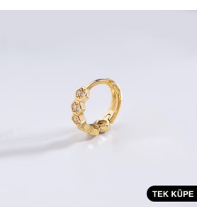 14 Ayar Altın Taşlı Tek Petek Halka Küpe 0,58 gr