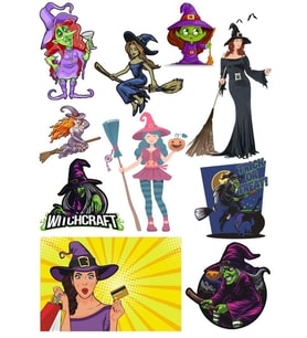 Cadı Sticker Set-4 10 Parça Telefon, Tablet, Defter, Laptop Sticker