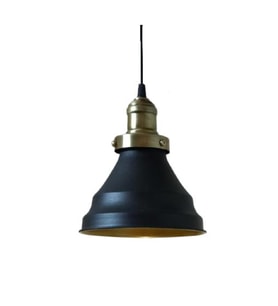 Retro Metal Dekoratif Metal Siyah İçi Gold  Kafe Mutfak Rustik Sarkıt Avize Çap:17 cm