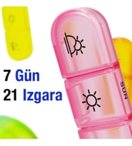 7 Günlük Kutusu - Sabah Öğlen Akşam 3 Bölmeli - Taşınabilir Tasarım