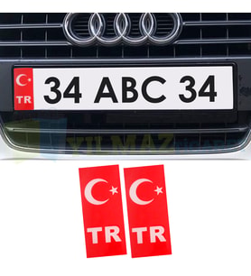 Tr Plaka Türk Bayrağı Damla Sticker Etiket Yapıştırma 1 Çift 10 x 4 Cm