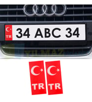 Tr Plaka Türk Bayrağı Damla Sticker Etiket Yapıştırma 1 Çift 10 x 4 Cm