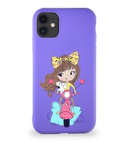 Apple iPhone 11 Soft Premier Kapak Vespagirl Tasarımlı Silikon Kılıf - Mor (Şeffaf)