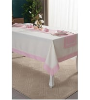 Armine Pamuk Pembe Peçeteli Sofra Takımı 8 Kişilik 170x230cm 18 Prç-1317 (Standart)