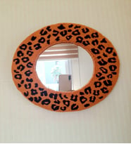 Mi-Knitting, Leopar Desen Çerçeveli Ayna, Punch Nakışı, Elişi