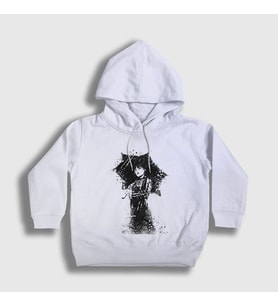 Presmono Unisex Çocuk Beyaz Umbrella Wednesday Addams Family Addams Ailesi Kapüşonlu Sweatshirt 366318tt