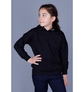 Toontoy Kız Çocuk Taş İşlemeli Sweatshirt  (Siyah)
