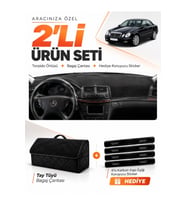 e-biz MERCEDES W211 E-CLASS (2002-2009) Uyumlu Torpido Örtüsü + Tay Tüyü Çanta - Siyah - MB013