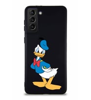 Samsung Galaxy S21 Plus Soft Premier Kapak Donald Duck-D Tasarımlı Silikon Kılıf - Siyah (Şeffaf)