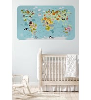 Eğitici Dünya Haritası Dünya Atlası Çocuk Ve Bebek Odası Duvar Sticker-60x105-3782