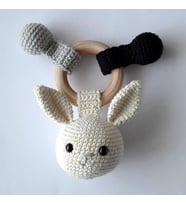 Halkalı Tavşan Çıngırak Amigurumi Organik Oyuncak