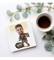 Kişiye Özel Kamuflajlı Asker Karikatürlü Bardak Altlığı