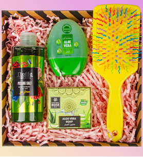 eJOYA Doğal Sabun & Aloe-vera Jel & Tuz Peeling & Saç Fırçası Kozmetik Hediye Seti 110925