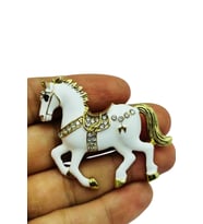 Siyah & Beyaz At Broş - Kristal Taşlı Zarif Horse Brooch  Şık Hayvan Figürlü Aksesuar