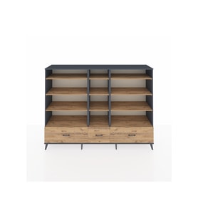 Hyperion Dolap 12 Raflı 3 Çekmeceli  220x44x163 Antrasit-Çam