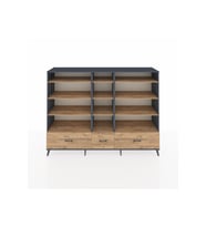 Hyperion Dolap 12 Raflı 3 Çekmeceli  220x44x163 Antrasit-Çam