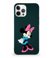 Apple iPhone 12 Pro Max Soft Premier Kapak Minnie Mouse-F Tasarımlı Silikon Kılıf - Yeşil (Şeffaf)