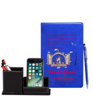 Sevgililer Gününe Özel Mavi Defter Kalem & Deri Kaplama Kalemlik Hediye Seti 8