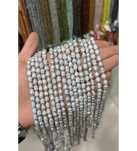 İnci Parlak Gri 5x6mm Doğal Taş Dizi [AB]