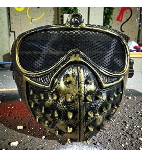 GOLD GOTİK PUNK MASKESİ CADILAR BAYRAMI KORKU MASKESİ HALLOWEEN MASK GOLD GOTİK PUNK GAZ MASKESİ
