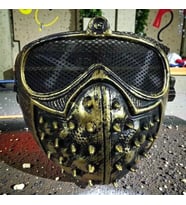 GOLD GOTİK PUNK MASKESİ CADILAR BAYRAMI KORKU MASKESİ HALLOWEEN MASK GOLD GOTİK PUNK GAZ MASKESİ