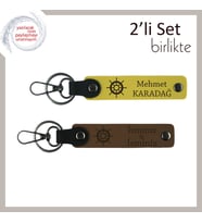 Eşe Gönülden Gelecek Kalıcı Anı, Kişisel Gemi Motifli Anahtarlık Takımı, Sarı-Açık Kahve (Çok Renkli)