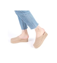 Gerçek Elişi Platformlu Burnu Kapalı Elişi Hasır Keten 5cm Topuk Sabo Terlik Handmade (Hasır Sarı)