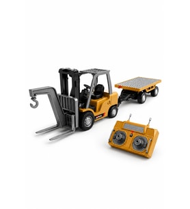 Uzaktan Kumandalı Şarjlı Mini Forklift 1:64 Ölçek Römorklu Oyuncak İş Makinesi