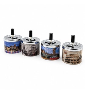 12 ADET ASHTRAY YUVARLAK - BASMALI METAL KÜLLÜK (5680)