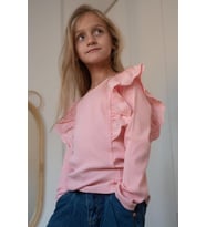 Breeze Kız Çocuk Uzun Kollu Bluz Güpür Çiçek Nakışlı 3-7 Yaş, Pembe