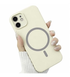 Coverzone ?phone 12 ile Uyumlu Kadife ?� Y�zeyli Premium Silikon K?l?f MagSafe ile Uyumlu Kablosuz ?arj Destekli Darbe Emici Yumu?ak Dokulu Koruma Tasar?ml? Telefon K?l?f? Krem