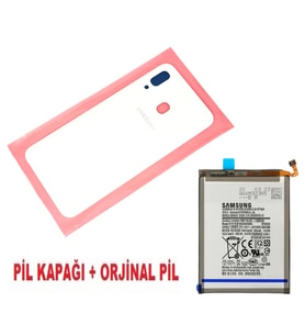 Tkgz Samsung Galaxy A30 A 305 Arka Pil Batarya Kapağı + PİL BEYAZ