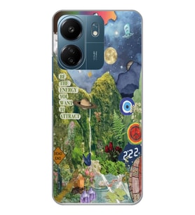 Xiaomi Redmi 13C Uyumlu Doğa Kolaj Aesthetic Tasarımlı Şeffaf Telefon Kılıfı