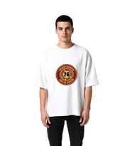 Erkek Oversize Grafik Baskılı Tişört %100 Pamuk Crew Neck Kısa Kol Rahat Kesim Modern Şehir Tarzı