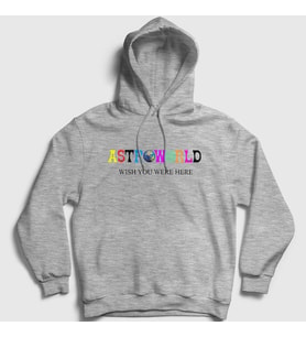 Presmono Unisex Gri Astroworld V4 Travis Scott Kapüşonlu Sweatshirt 44825tt (Gri)
