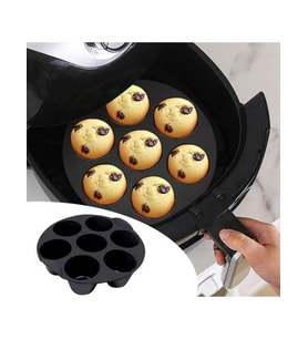7 Gözlü Silikon Çok Amaçlı Airfryer Muffin Cupcake Kek ve Çörek Pişirme Kalıbı (5343)