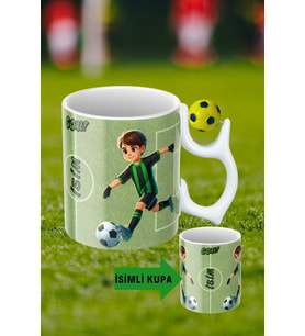 Sarı Lacivert Futbol Toplu Yeşil Siyah Forma Oyunculu Taraftar İsimli Baskılı Kupa Bardak