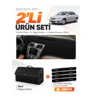 TOYOTA CAMRY (2006-2012) Uyumlu Torpido Örtüsü + Deri Bagaj Çantası + Sticker Seti - Siyah