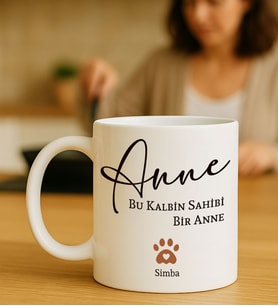 BK Gift Kişiye Özel Kalplerin Sahibi Anne Tasarımlı Beyaz Kupa Bardak-3, Anneye Hediye, Anneler Günü Hediyesi