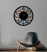 12 Fotoğraflı Kalpli Mdf Duvar Saati
