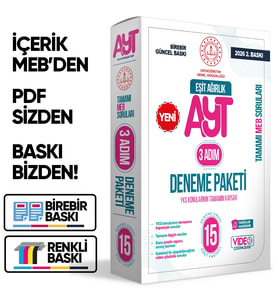 2026 3 Adım YKS-AYT Eşit Ağırlık (TM) MEBİ Özgün Sorular 15liDeneme Paketi VideoÇözümlü BASKI ÜCRETİ
