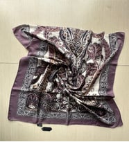 Osmanlı, Elegan Çiçek ve Paisley Desenli Asalet Şal 180x70 (Lila)