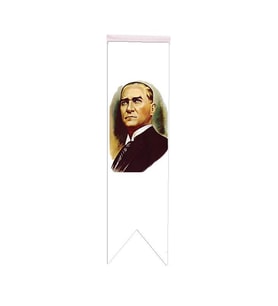 Masa Üstü Kırlangıç Atatürklü Bayrağı - 8x30cm Çift Taraflı Saten Kumaş