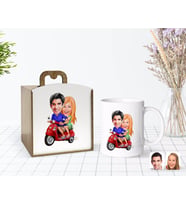 BK Gift Kişiye Özel Ahşap Kutuda Sevgililer Karikatürlü Beyaz Kupa Bardak-10