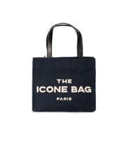 Icone Lacivert The Icone Bag Paris İşlemeli Tote Kadın Kol Çantası ve Omuz Çantası Orta Boy