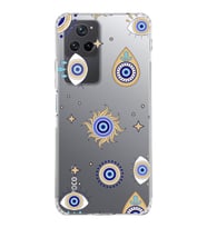 PrintiFy Xiaomi Poco F4 ile Uyumlu 1mm Slim Fit Nazar Boncuğu 5 Baskılı Şeffaf  Kılıf