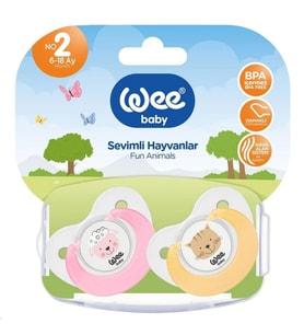 Wee Baby Sevimli Hayvanlar Damaklı Emzik No:2 2 Li Pk (6-18 Ay) Pembe - Turuncu