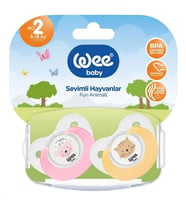 Wee Baby Sevimli Hayvanlar Damaklı Emzik No:2 2 Li Pk (6-18 Ay) Pembe - Turuncu